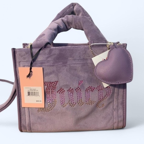 Juicy Couture dusty violet purple velour mini free love big spender mini tote - Picture 1 of 7
